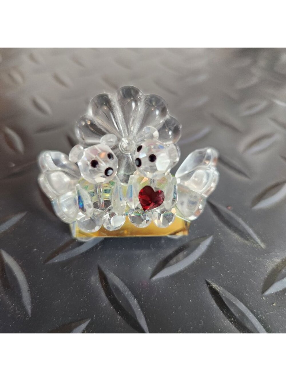 Iris Arc Crystal Bear Lovers Couple on a bench Figurine Retired Collectible Min